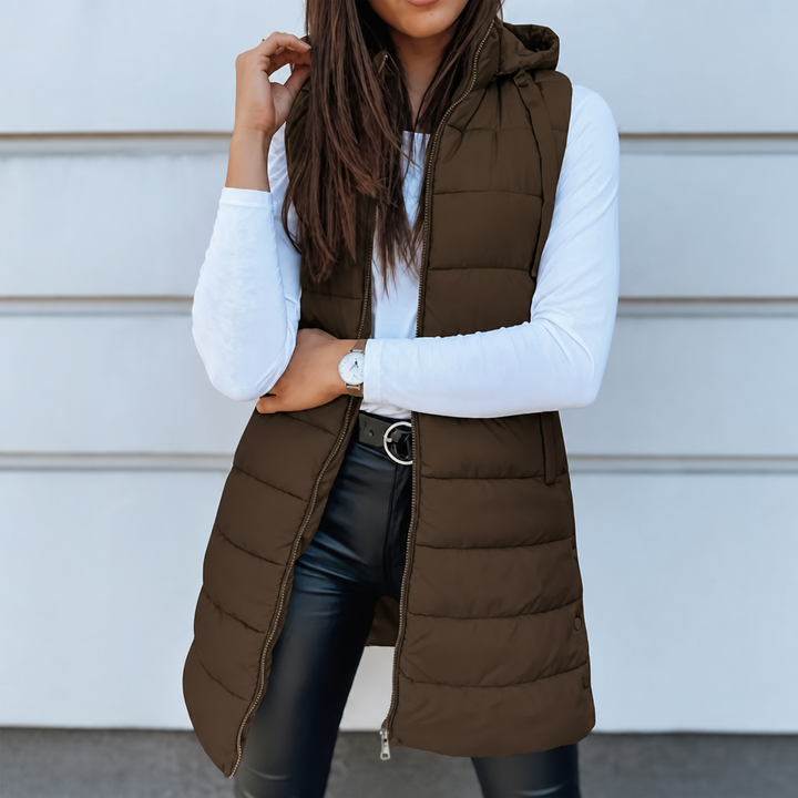 Longline Hooded Quilted Vest