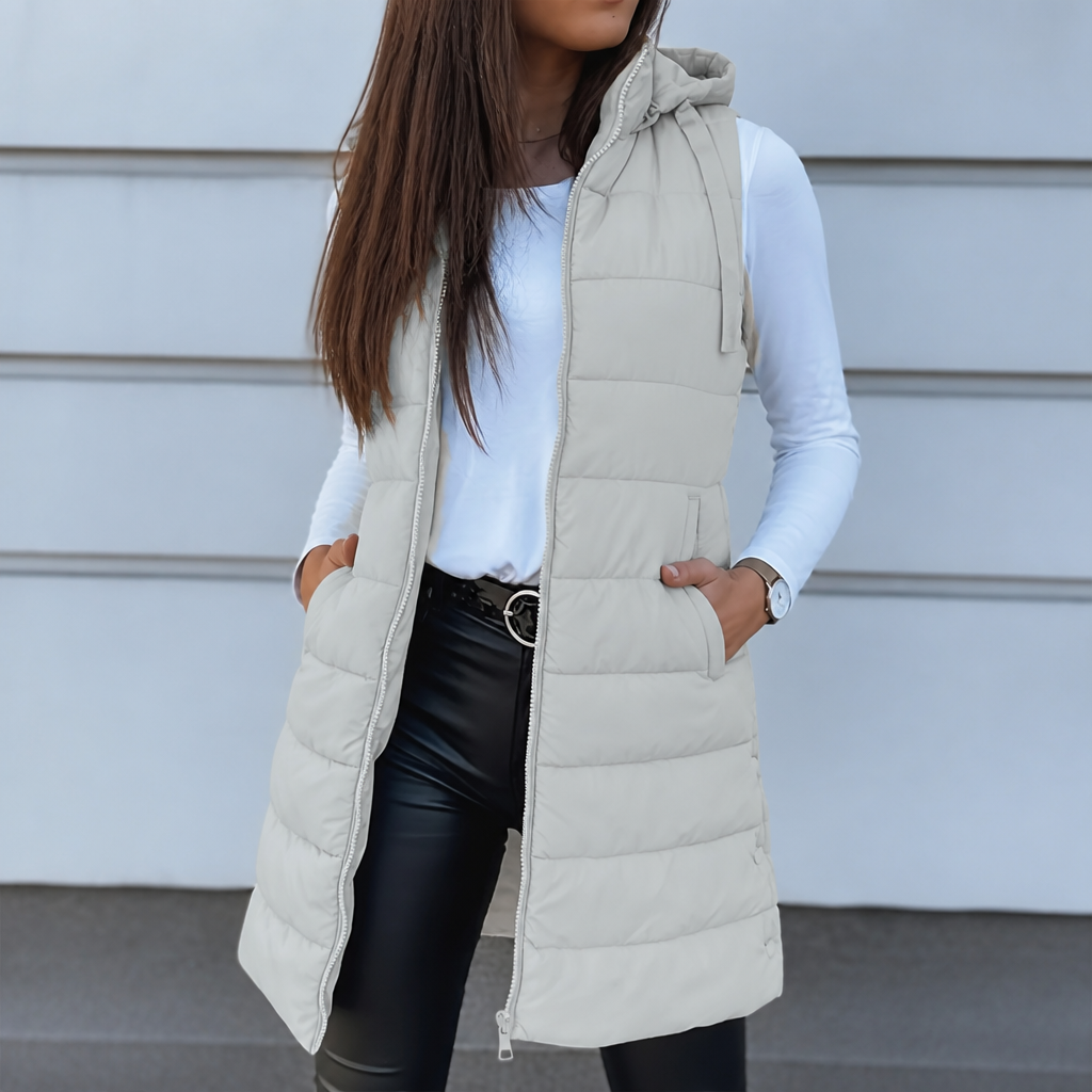 Longline Hooded Quilted Vest