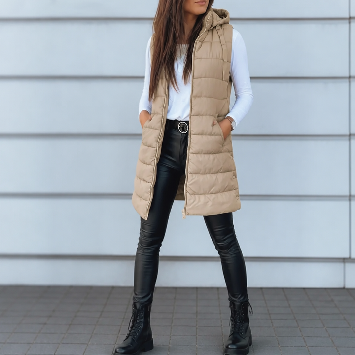 Longline Hooded Quilted Vest