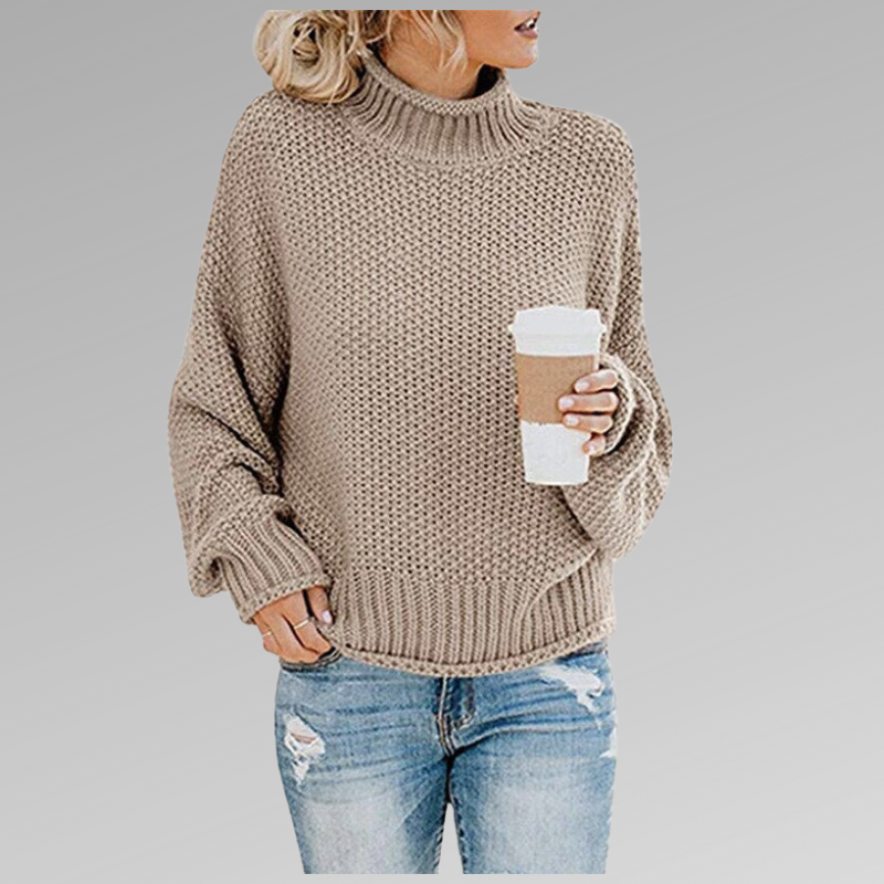 Waffle Knit Turtleneck Sweater | Valenira