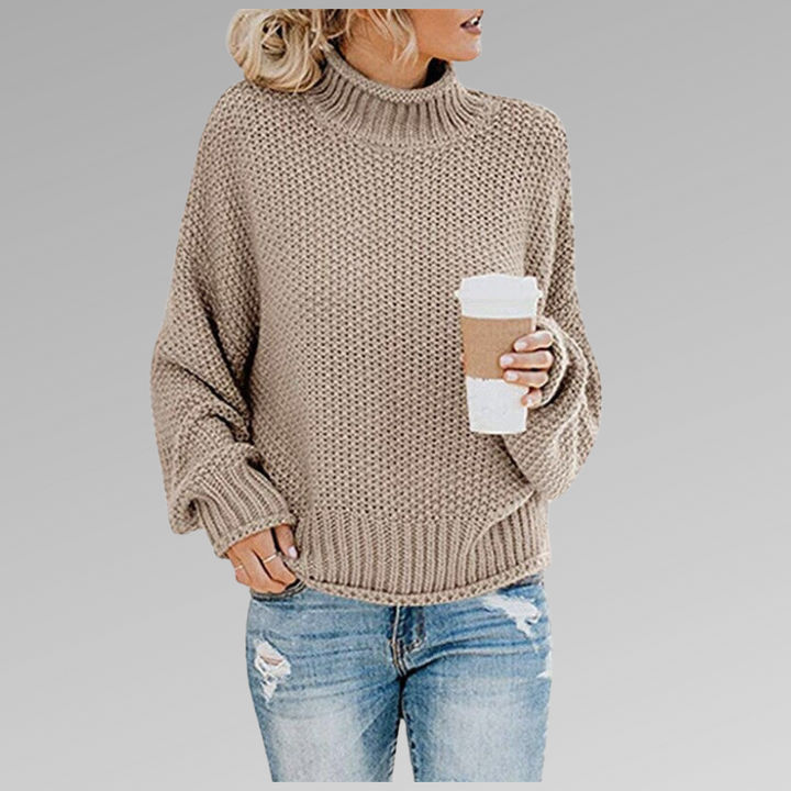Waffle Knit Turtleneck Sweater | Valenira
