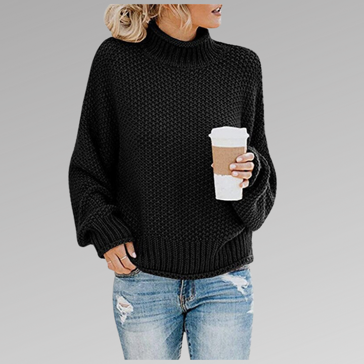 Waffle Knit Turtleneck Sweater | Valenira