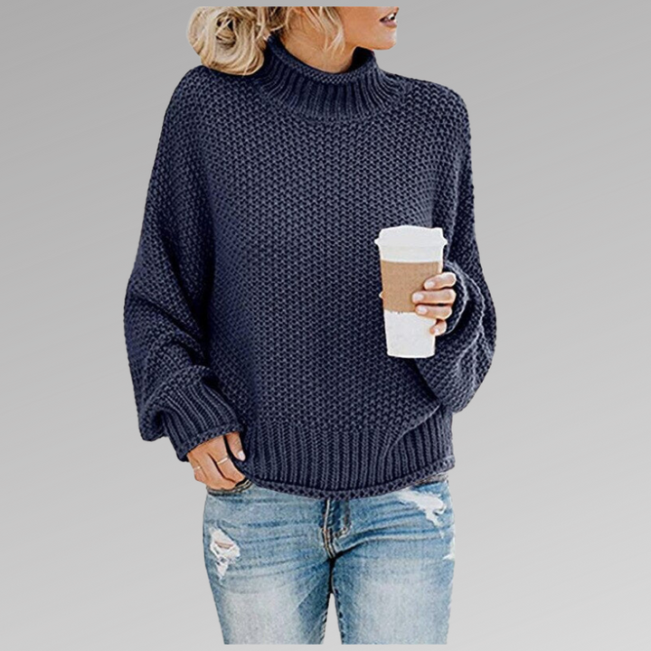 Waffle Knit Turtleneck Sweater | Valenira