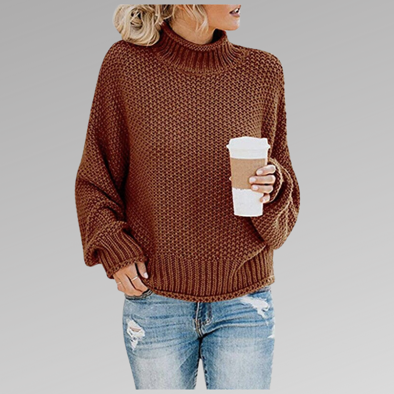 Waffle Knit Turtleneck Sweater | Valenira