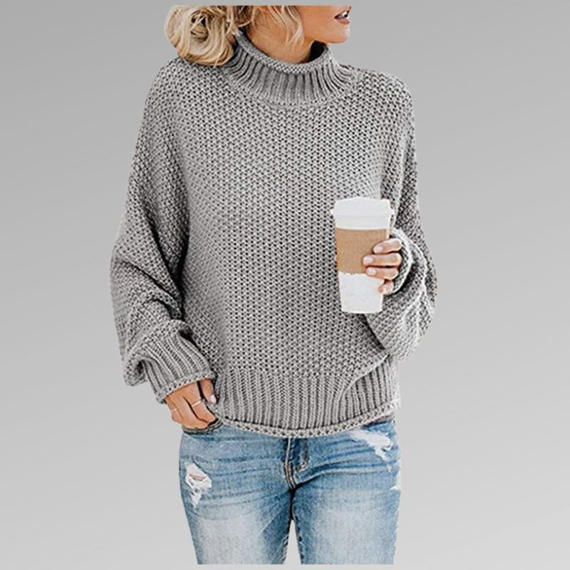 Waffle Knit Turtleneck Sweater | Valenira