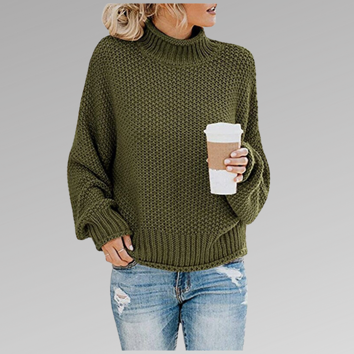 Waffle Knit Turtleneck Sweater | Valenira