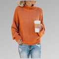 Waffle Knit Turtleneck Sweater in Beige | Valenira