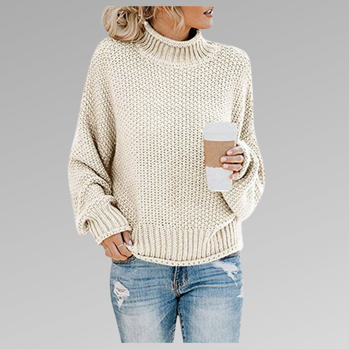 Waffle Knit Turtleneck Sweater | Valenira