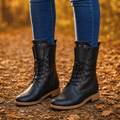 Wool Lined Studded Lace Up Boots