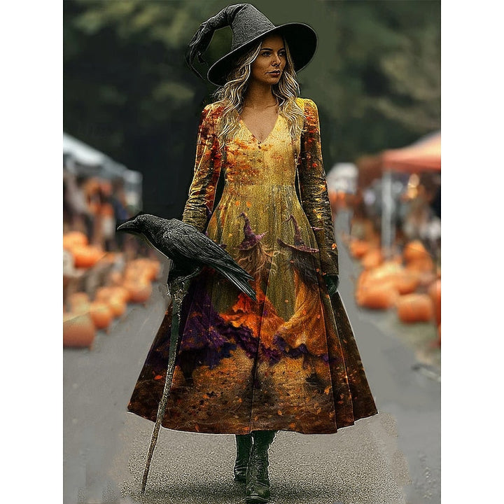 Witch Print Maxi Dress in Purple | Valenira