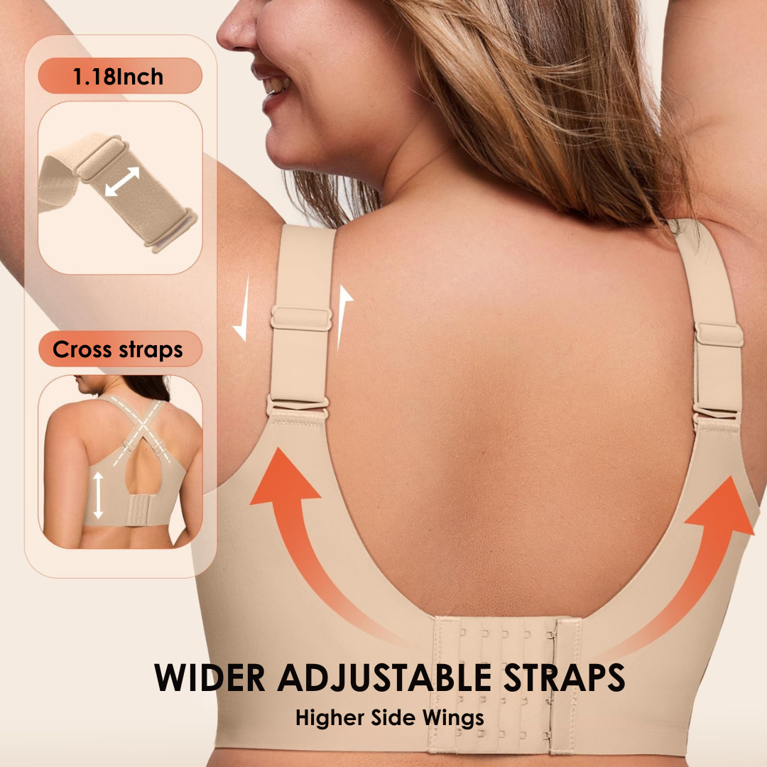 Feature panel with callouts on the wider adjustable straps