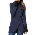 Asymmetric Hem Stand Collar Jacket