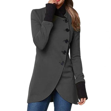 Asymmetric Hem Stand Collar Jacket
