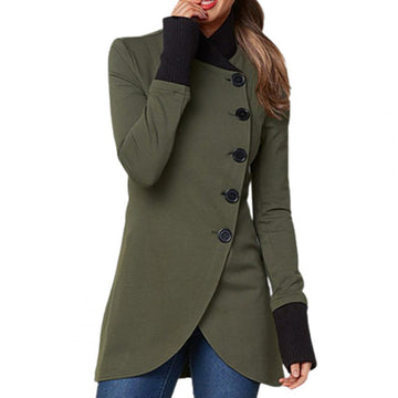 Asymmetric Hem Stand Collar Jacket