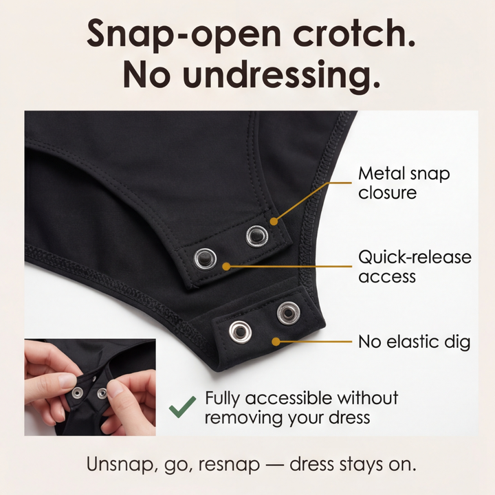 Feature panel with callouts on the metal snap gusset