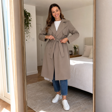 Belted Double Breasted Trench Coat