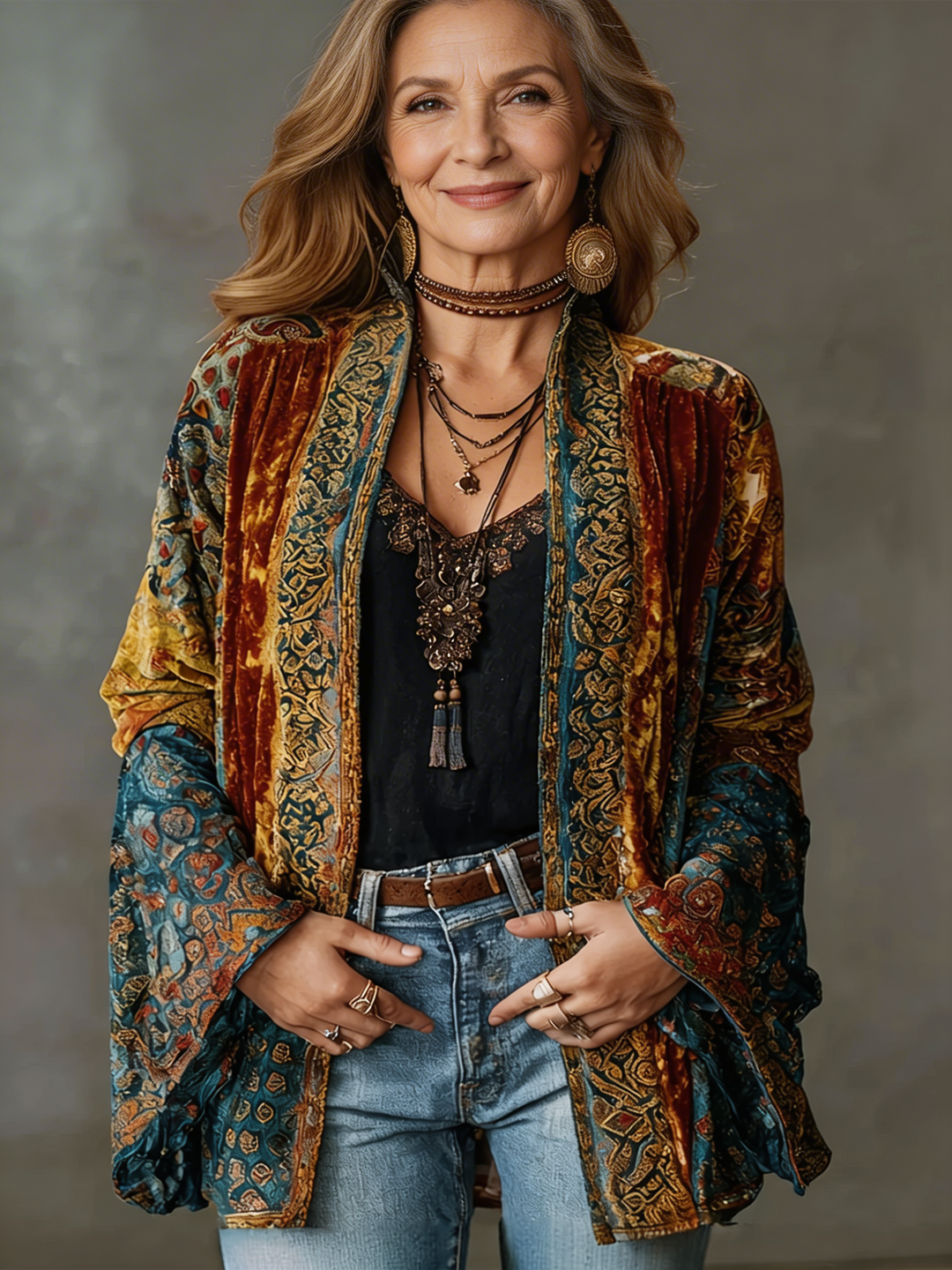 Boho Kimono Jacket with Wide Sleeves