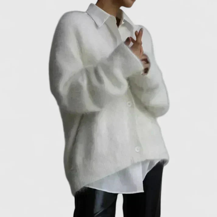 Brushed Knit V-Neck Button Cardigan