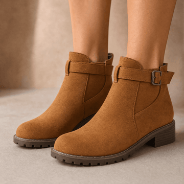 Buckle Strap Elastic Panel Ankle Booties