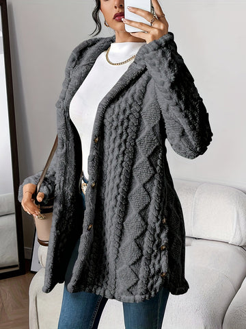 Button-Front Teddy Fleece Jacket