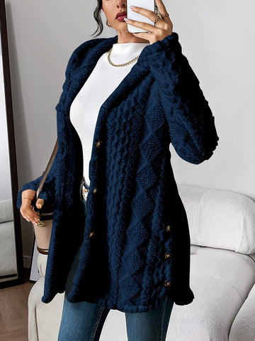 Button-Front Teddy Fleece Jacket