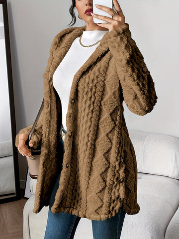 Button-Front Teddy Fleece Jacket