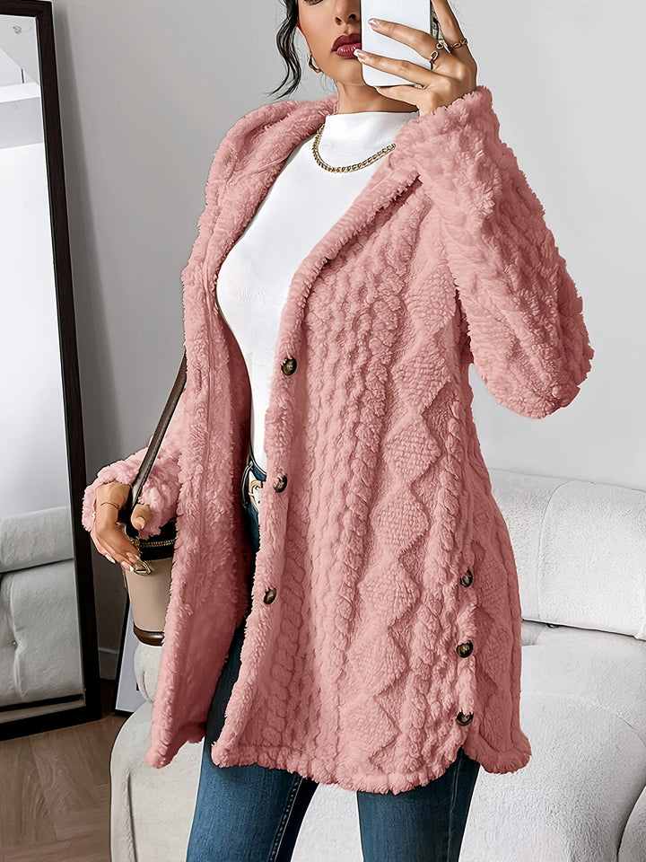 Button-Front Teddy Fleece Jacket