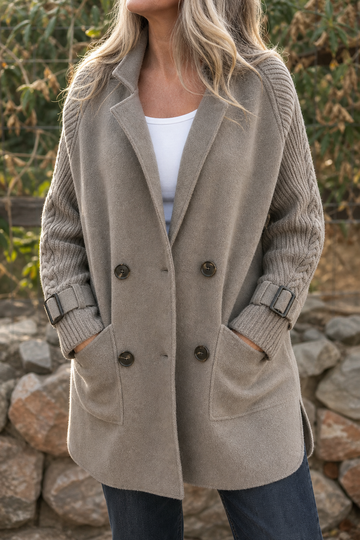 Cable Knit Sleeve Longline Coat