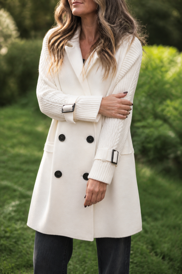 Cable Knit Sleeve Longline Coat