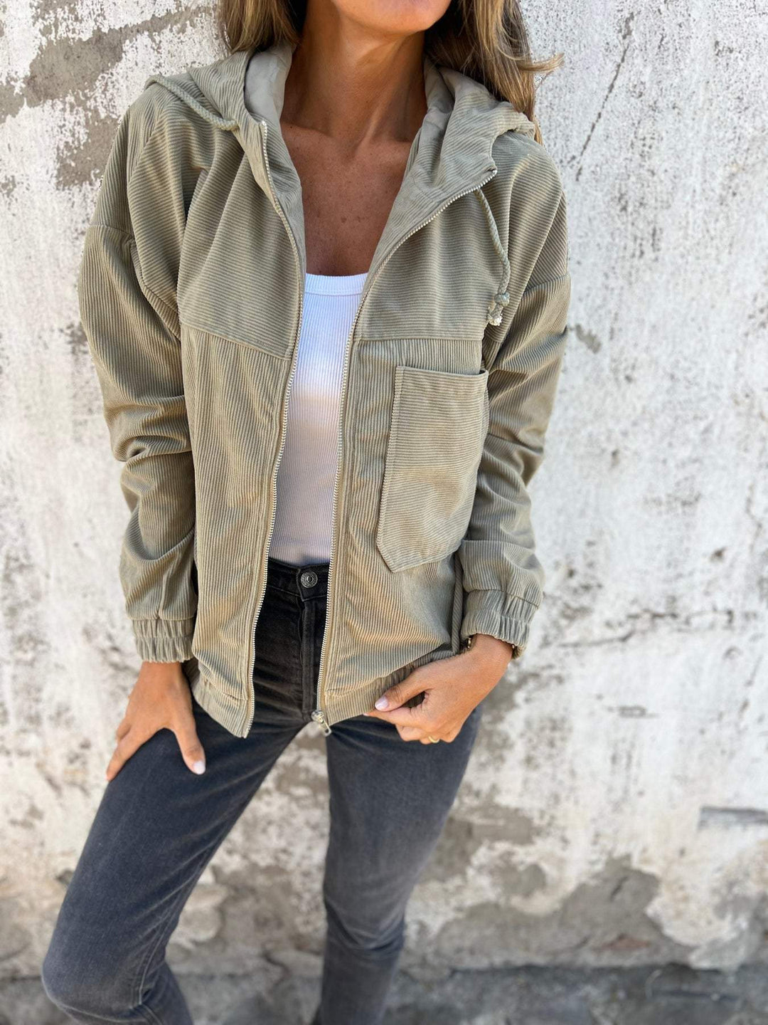 Casual Zip-Front Hooded Jacket