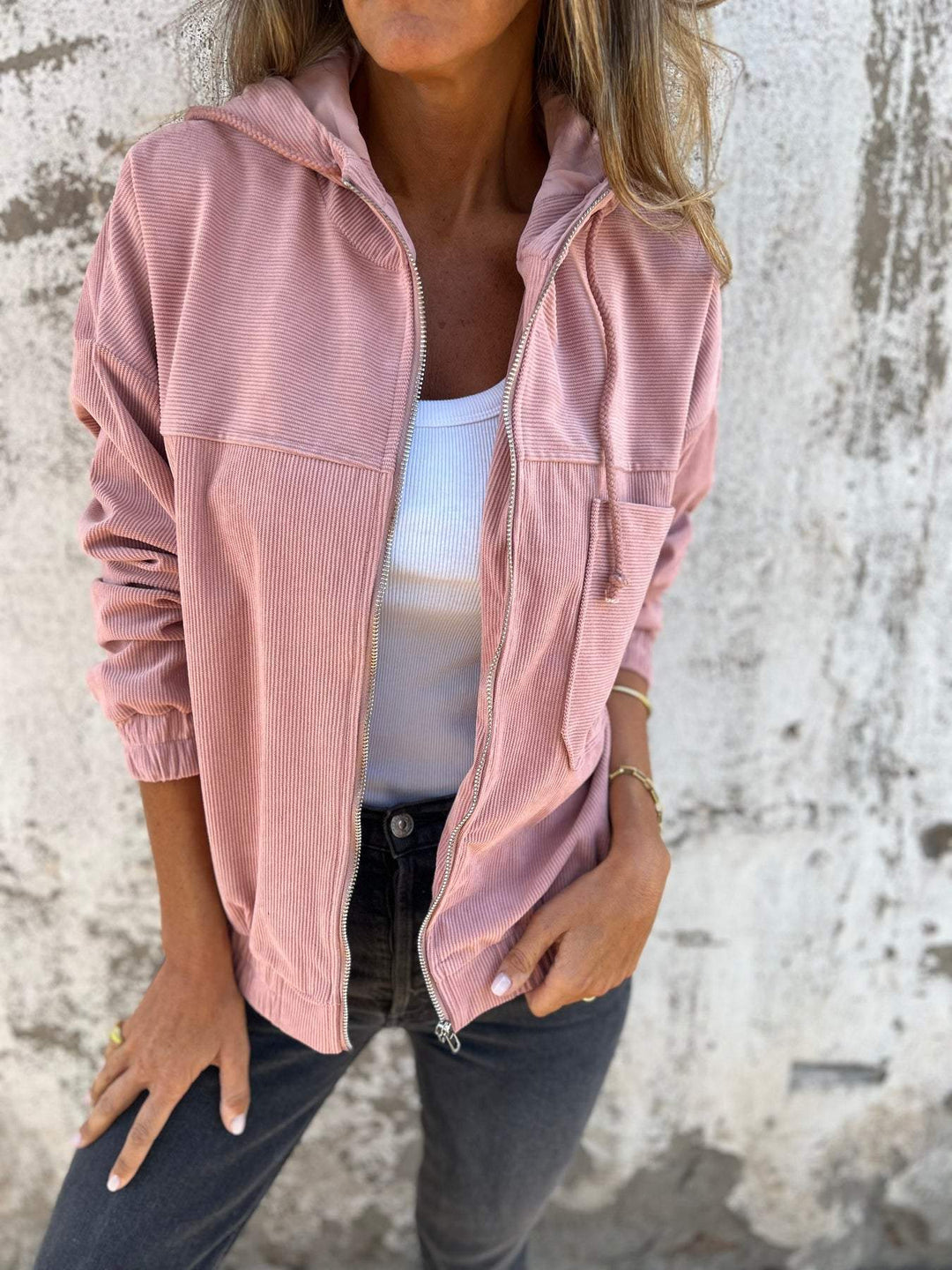 Casual Zip-Front Hooded Jacket