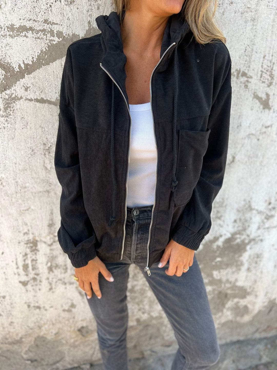 Casual Zip-Front Hooded Jacket