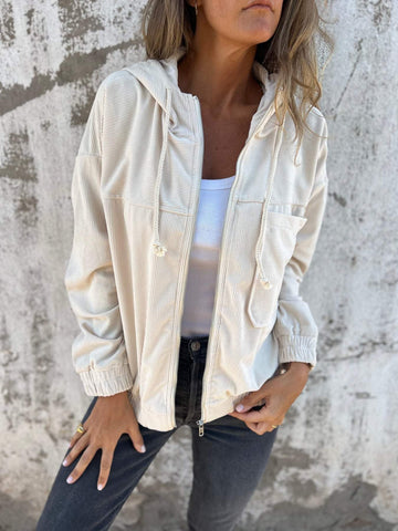 Casual Zip-Front Hooded Jacket