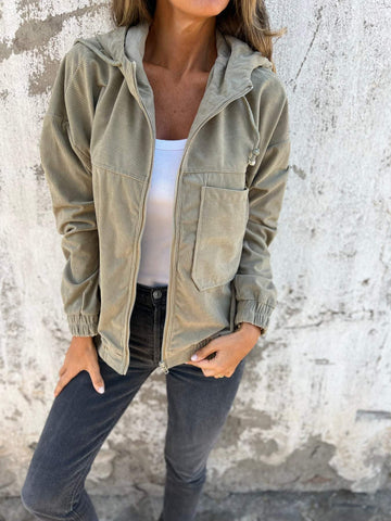Casual Zip-Front Hooded Jacket
