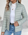 Channel Quilted Jacket with High Zip Collar