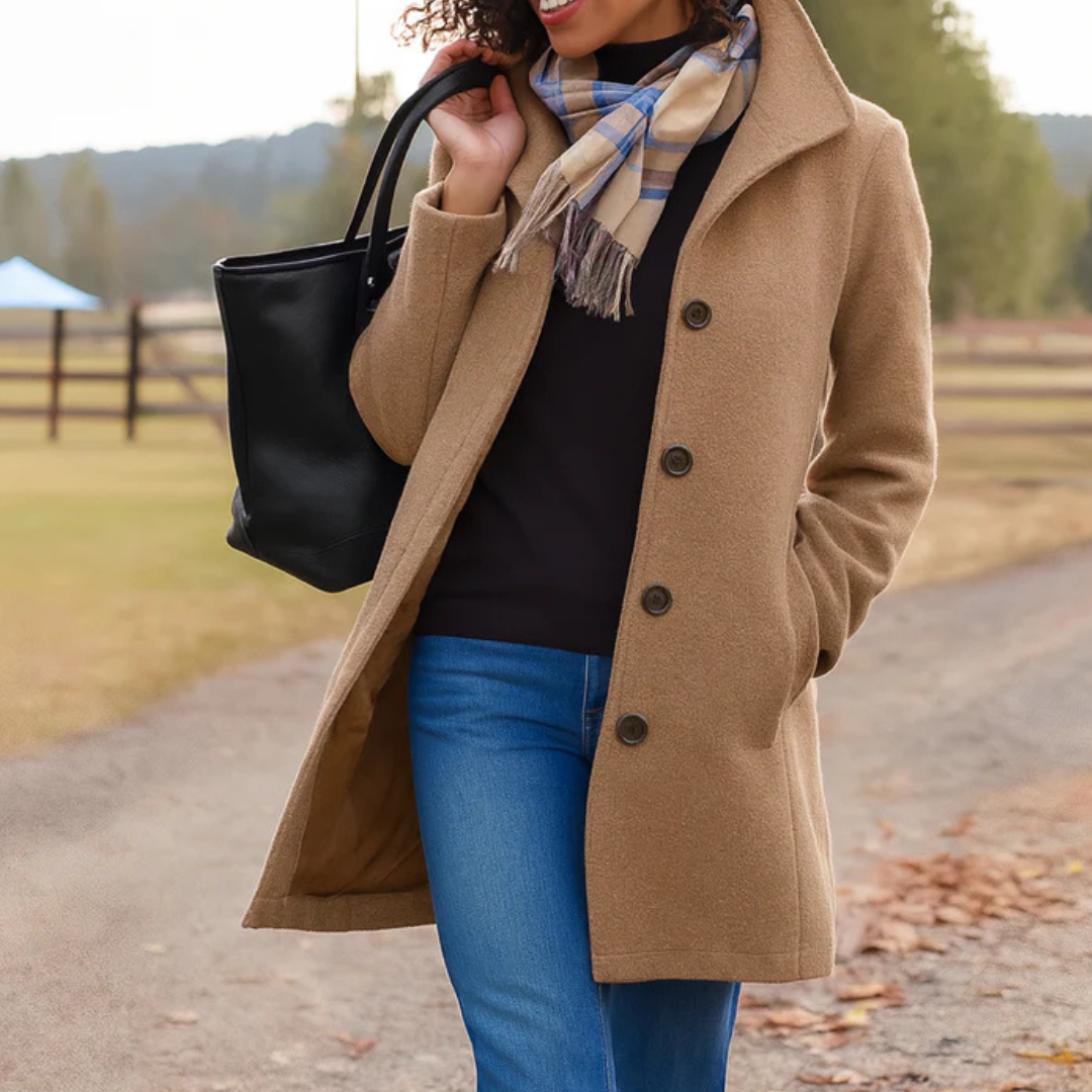 Classic Button-Front Longline Winter Coat