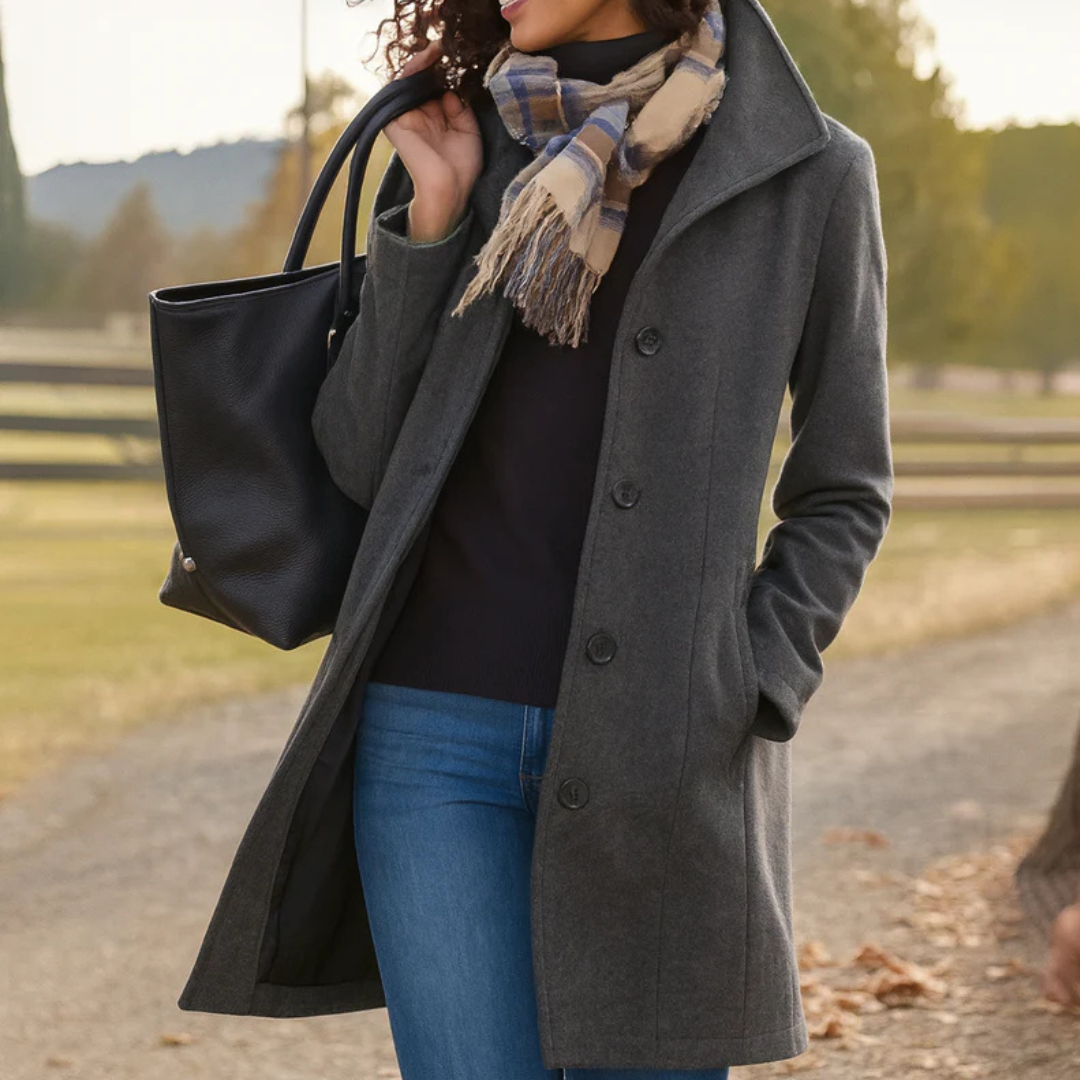 Classic Button-Front Longline Winter Coat