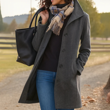 Classic Button-Front Longline Winter Coat