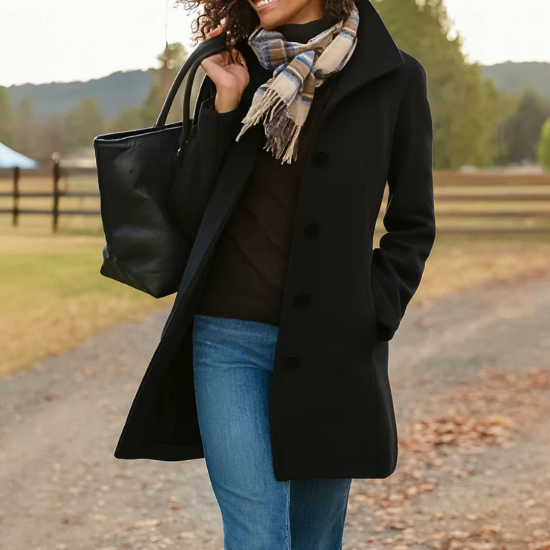 Classic Button-Front Longline Winter Coat
