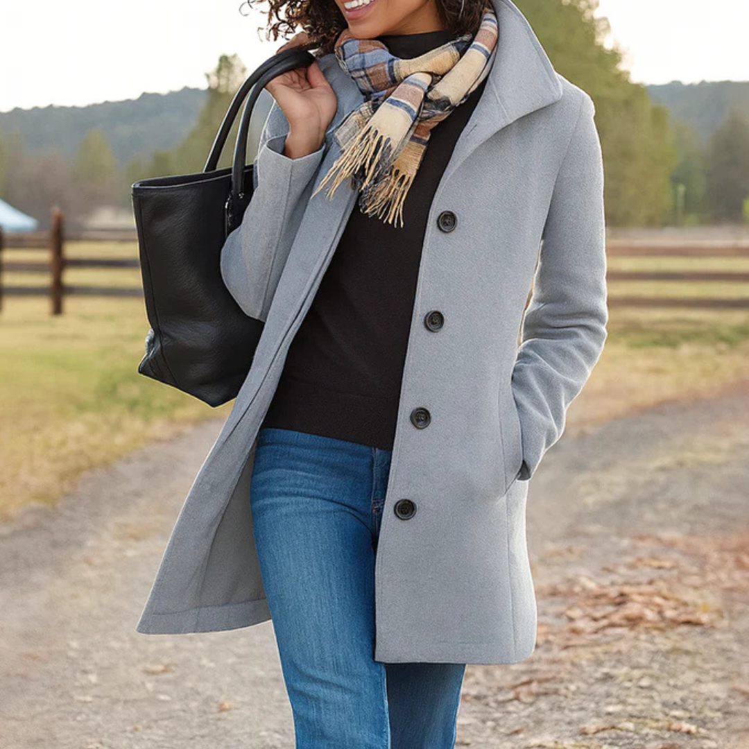 Classic Button-Front Longline Winter Coat