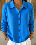 Collared Button-Up Knit Cardigan