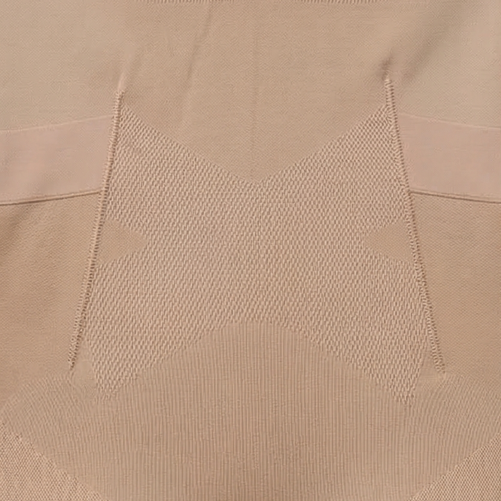 Close-up of the knitted contour panel on a nude bodysuit