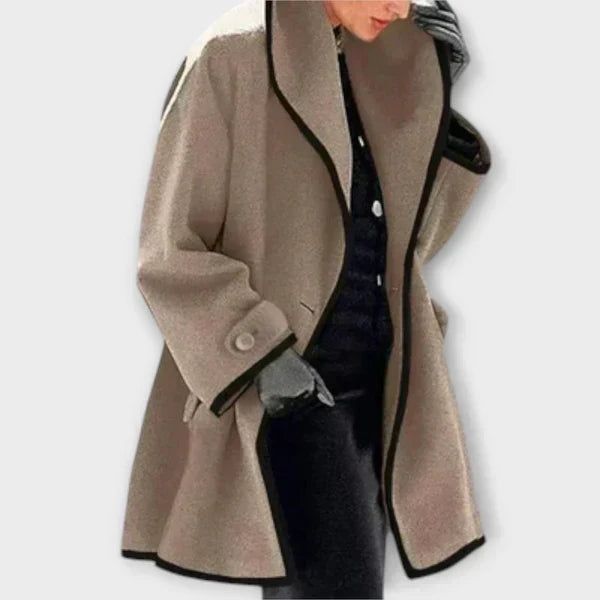 Contrast Trim Tailored Trench Coat