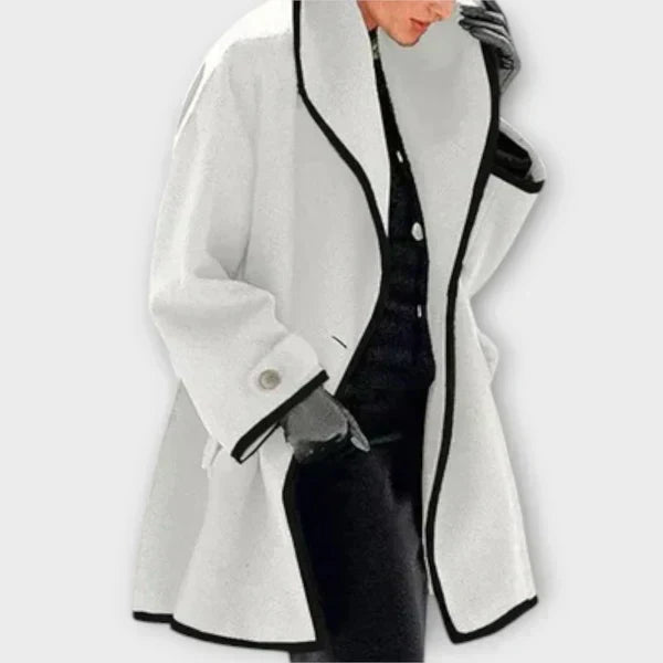 Contrast Trim Tailored Trench Coat