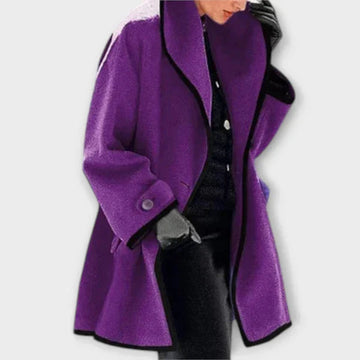 Contrast Trim Tailored Trench Coat
