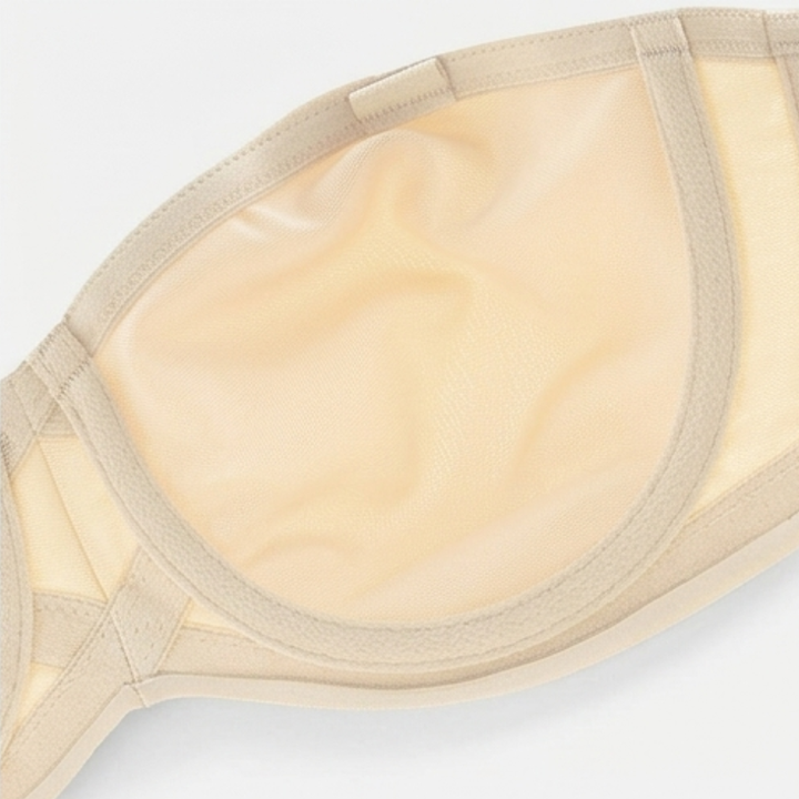Inside of the bra cup showing the silicone grip strip
