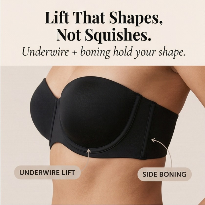 Feature panel with callouts on the underwire and side boning
