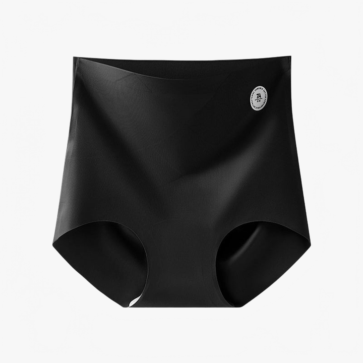 Black high-waist seamless briefs shown flat