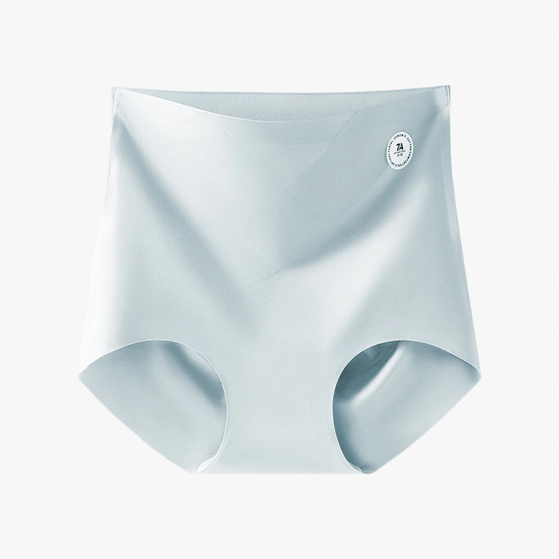 Pale blue high-waist seamless briefs shown flat