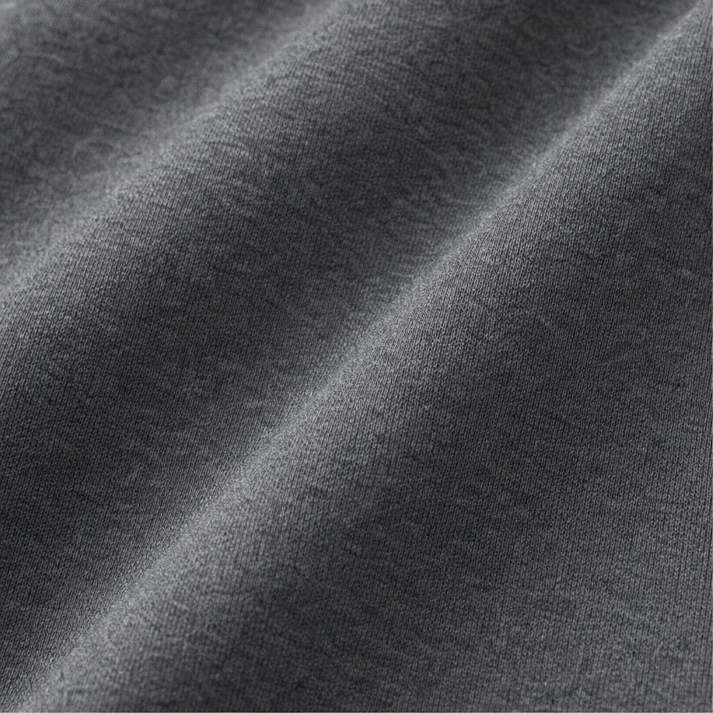 Close up of the soft grey bonded jersey fabric